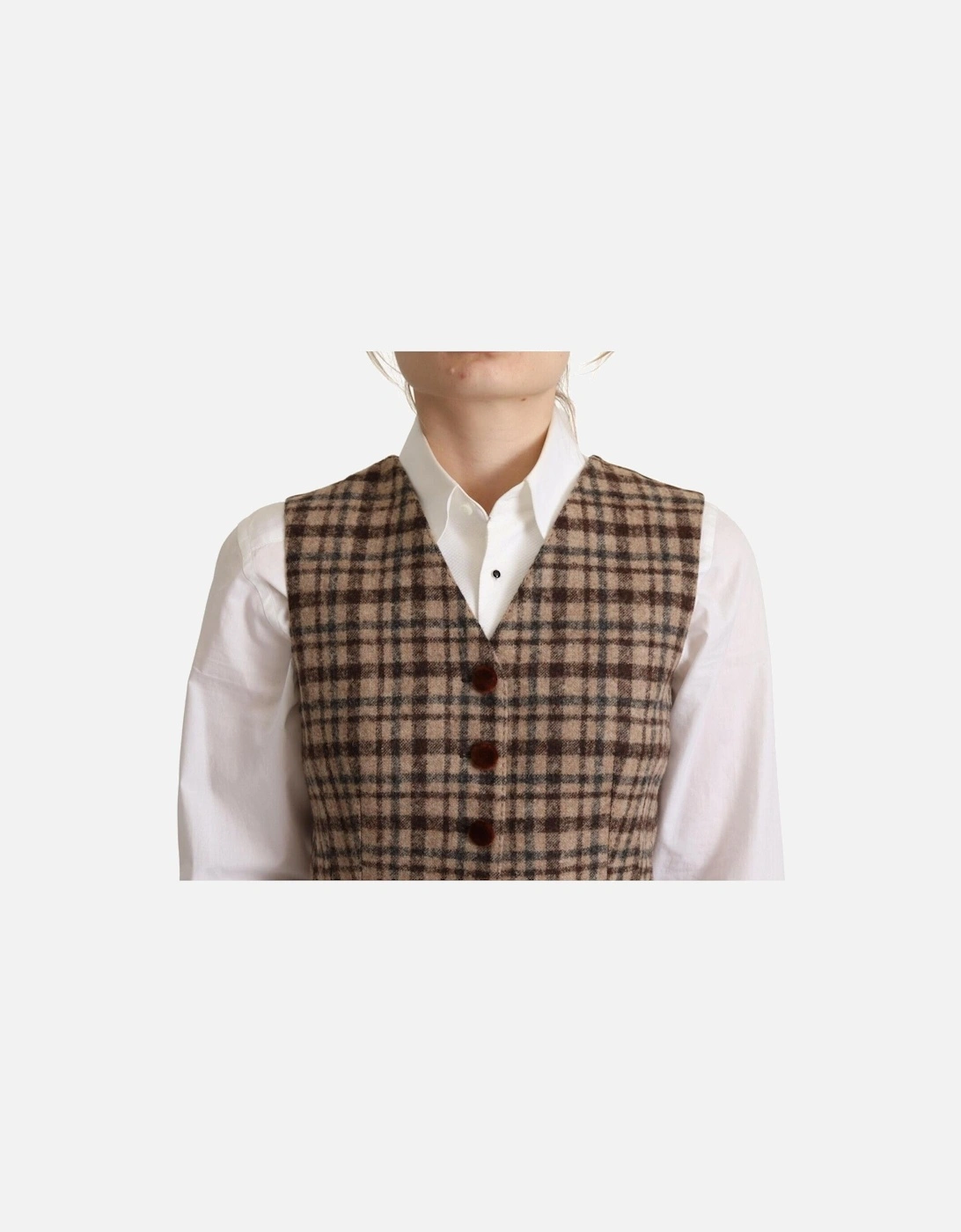 Plaid Wool Vest TSH7620 Women - Brown
