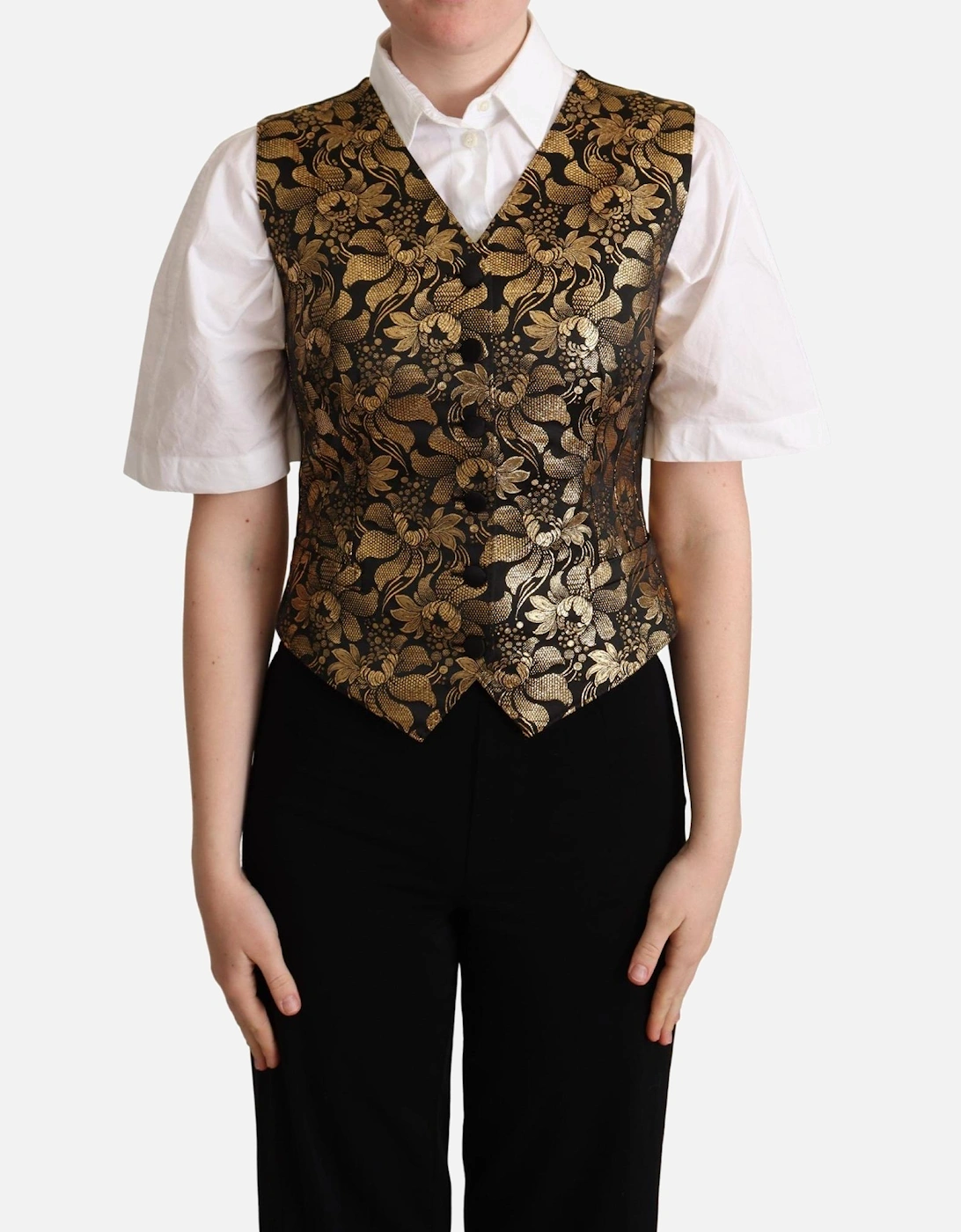 Brocade Vest Floral Print Women - Black, 5 of 4