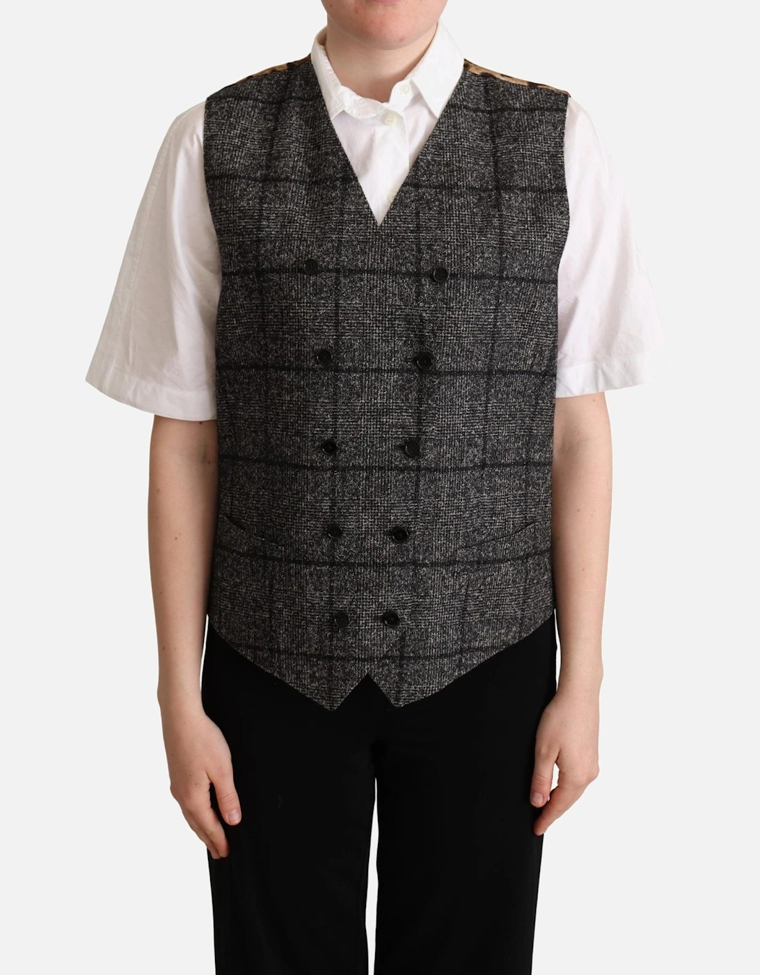 Gray Plaid DoubleBreasted Vest Women, 5 of 4