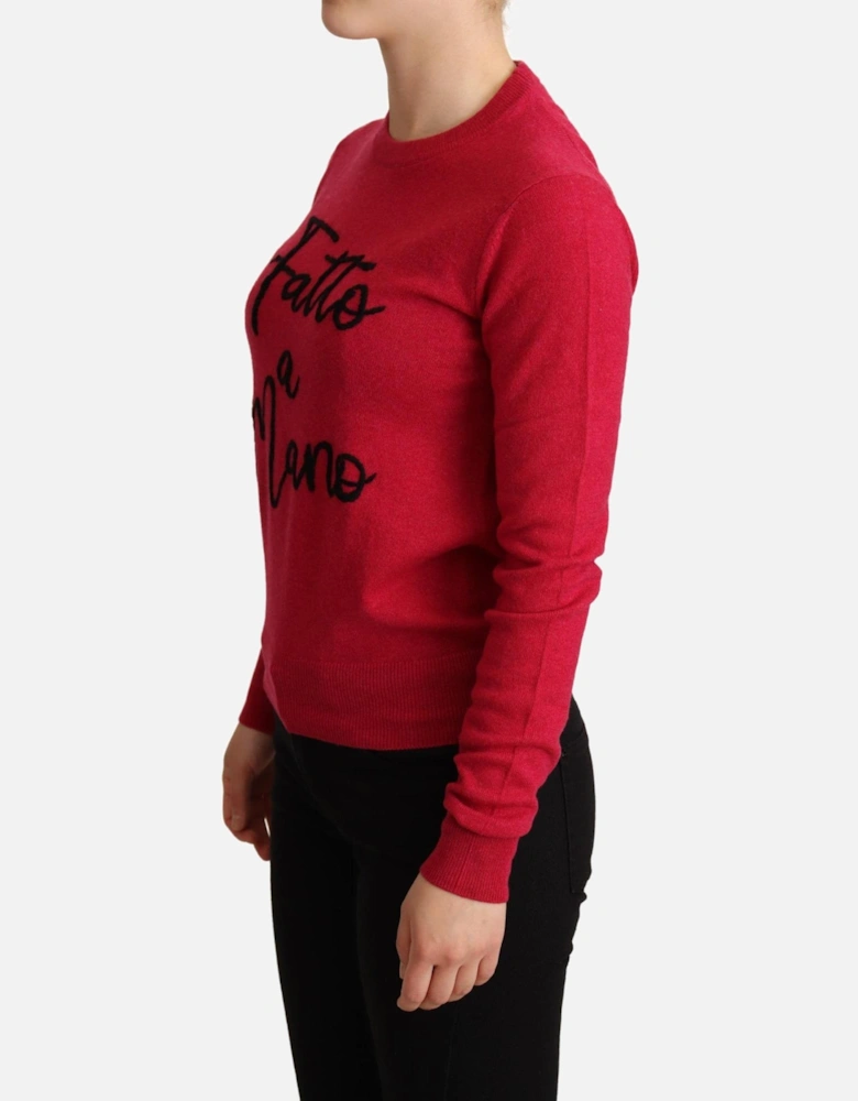 Dolce Gabbana Fatto a Mano Sweater Red Cashmere Women - Pink