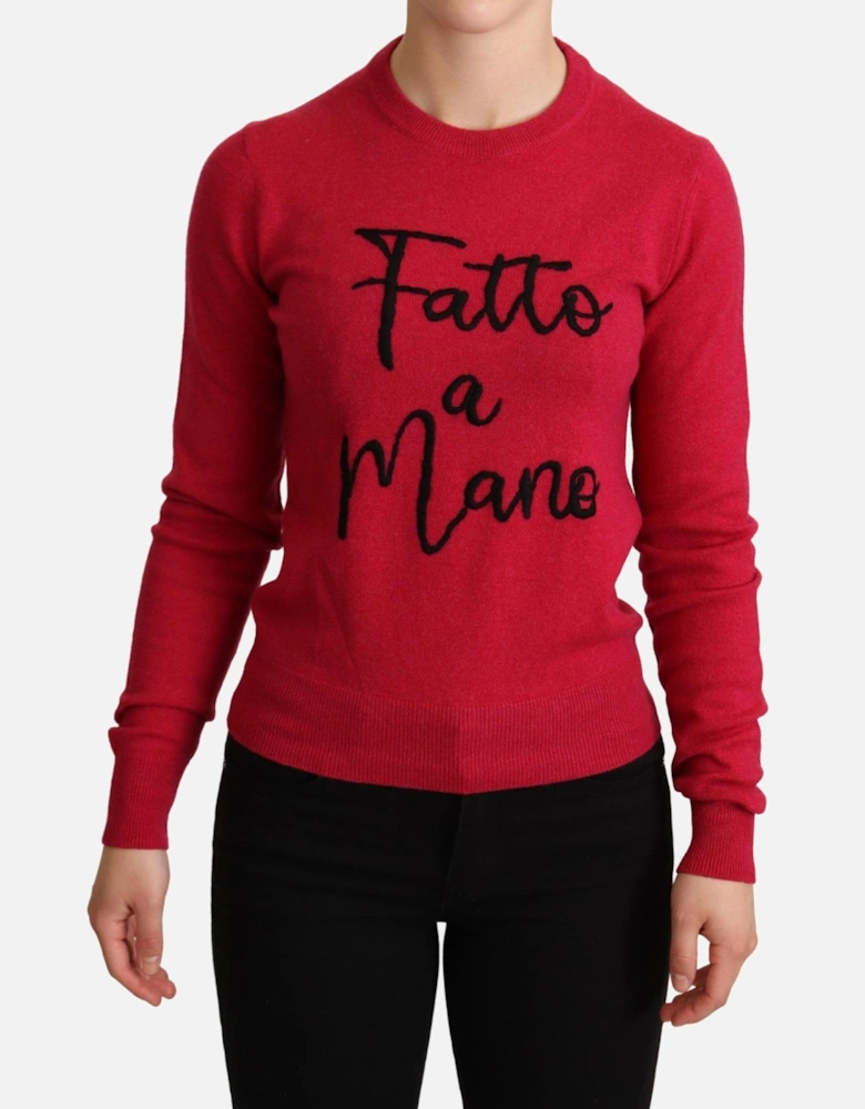 Dolce Gabbana Fatto a Mano Sweater Red Cashmere Women - Pink