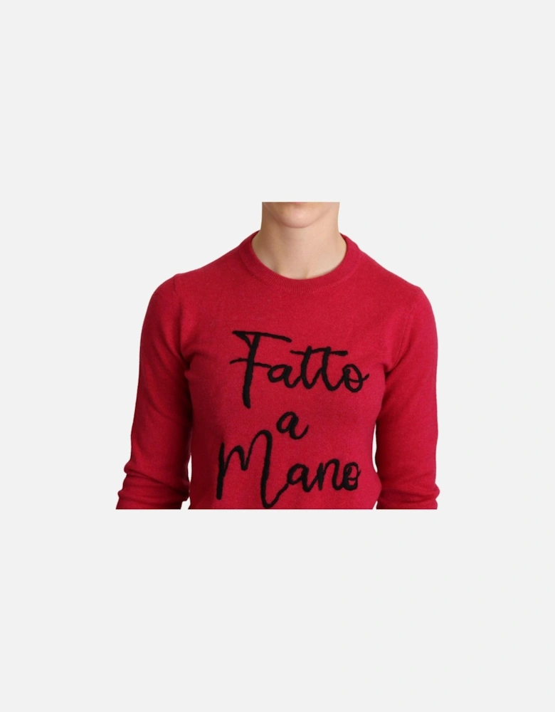 Dolce Gabbana Fatto a Mano Sweater Red Cashmere Women - Pink