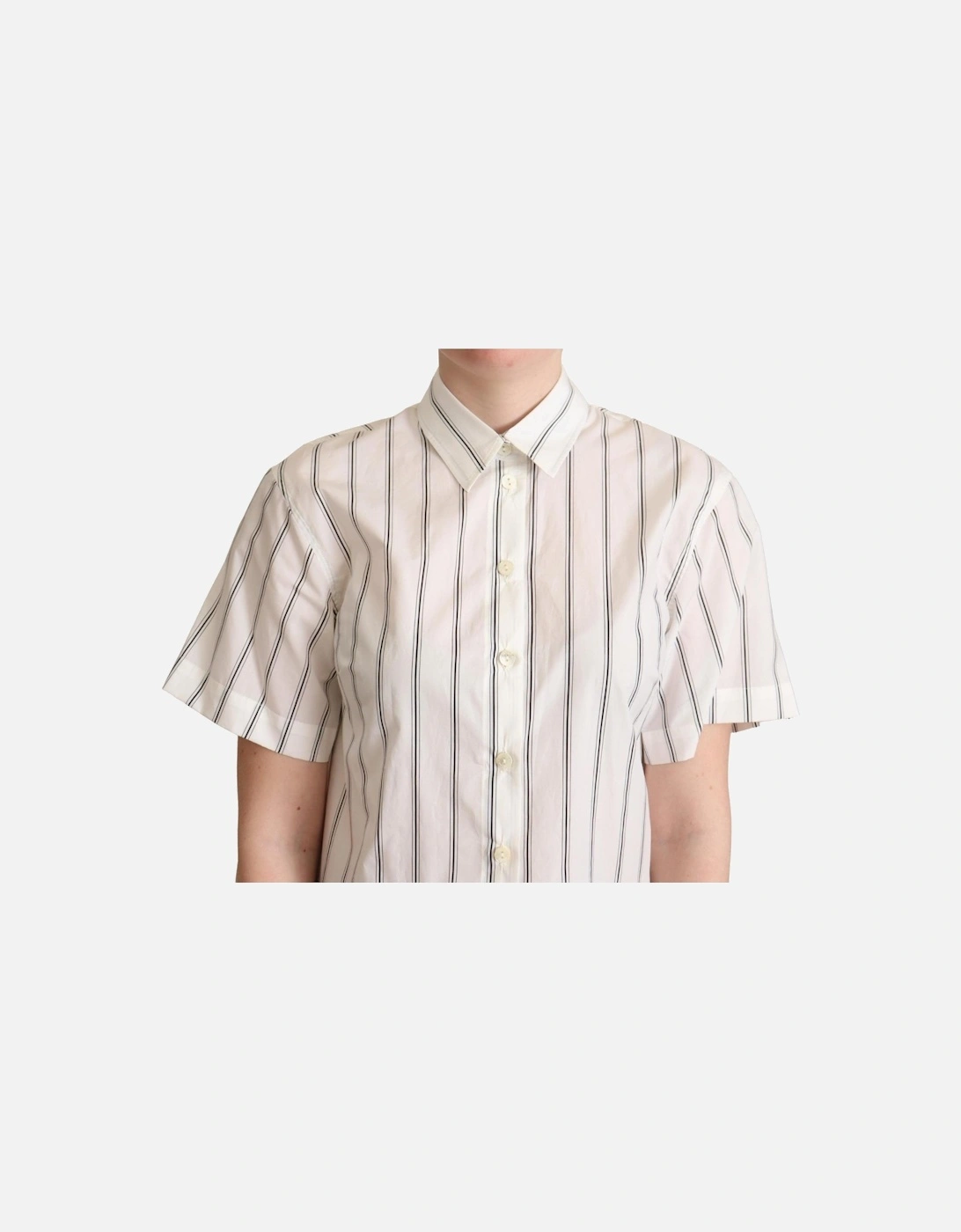 Striped Cotton Collared Short Sleeve Polo Women - Black Shirts