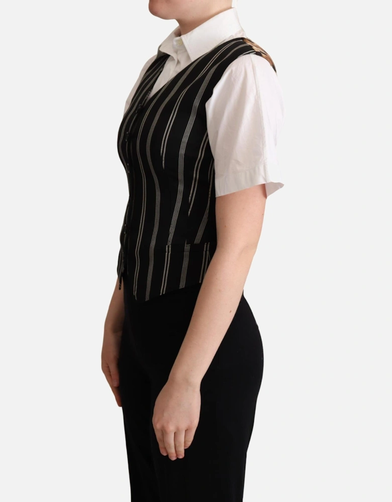 Tailored Vest Striped Pinstripe Women - Black