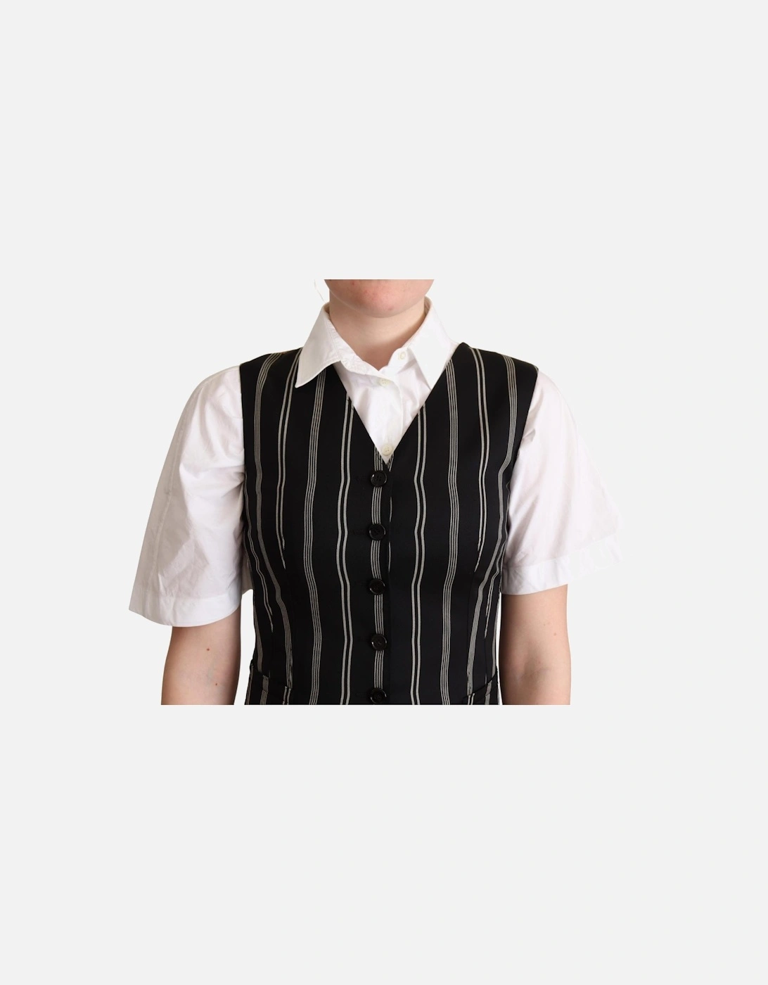 Tailored Vest Striped Pinstripe Women - Black