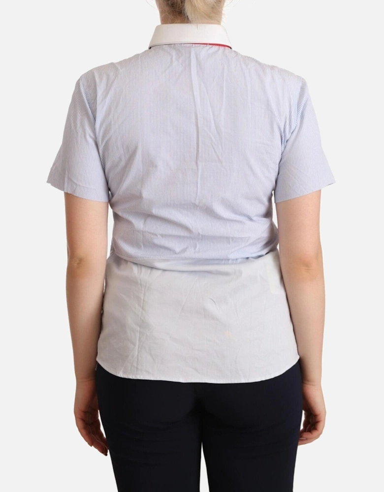 Short Sleeve Cotton Polo Top Women - Light Blue T-Shirts