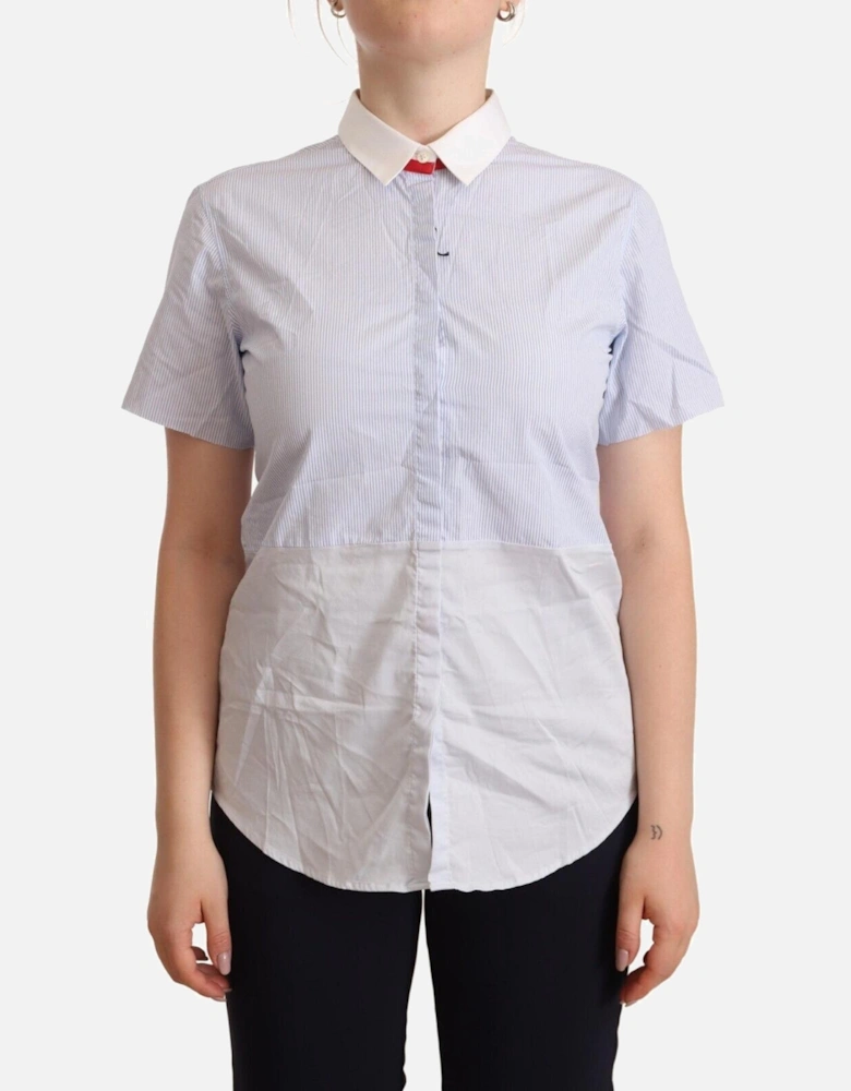 Short Sleeve Cotton Polo Top Women - Light Blue T-Shirts
