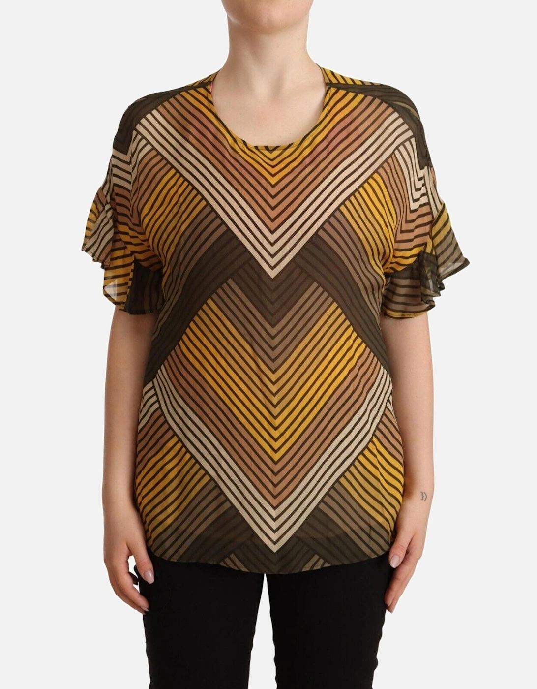Striped Short Sleeve Round Neck Blouse Women - Multicolor T-Shirts, 5 of 4