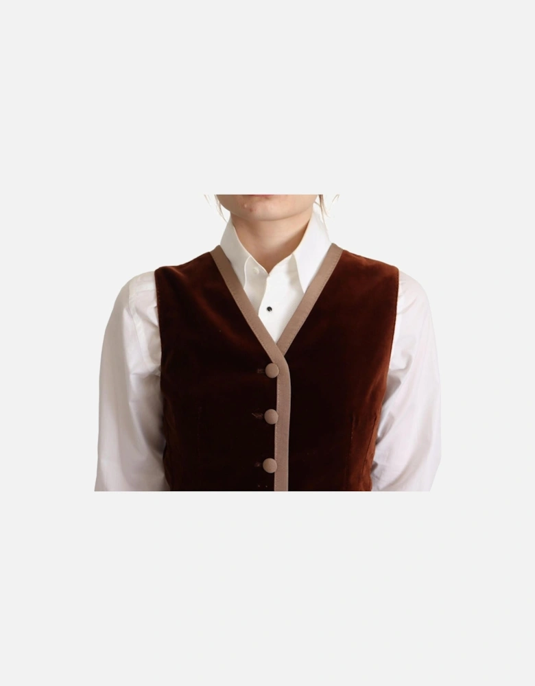 Velvet Vest Brown Style Women - Bordeaux