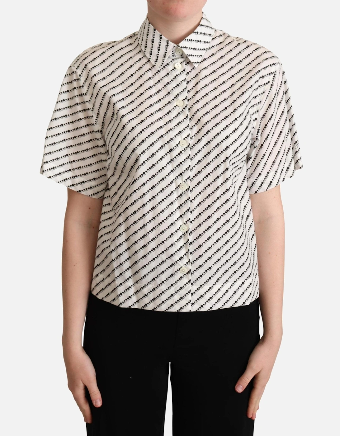 Dolce Gabbana Short Sleeve Collared Shirt Women - Blackwhite, 5 of 4