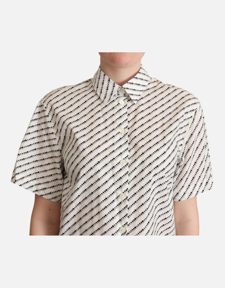 Dolce Gabbana Short Sleeve Collared Shirt Women - Blackwhite