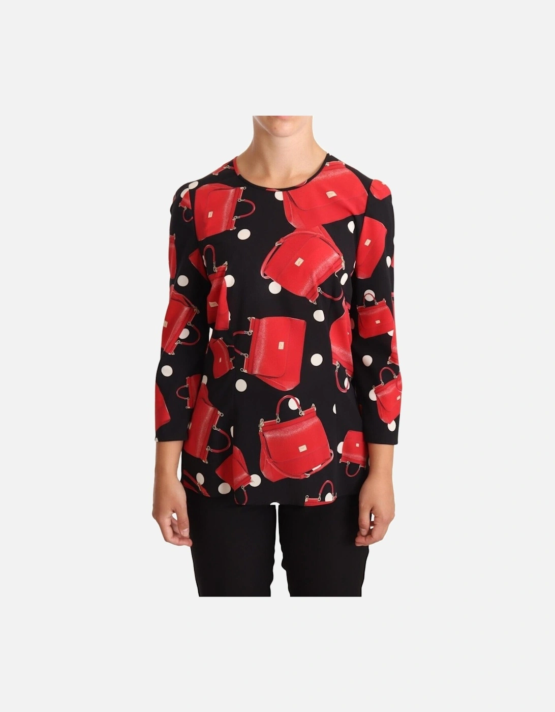 Dolce Gabbana TSH6808 Red Handbag Blouse Women - Black And Red, 5 of 4