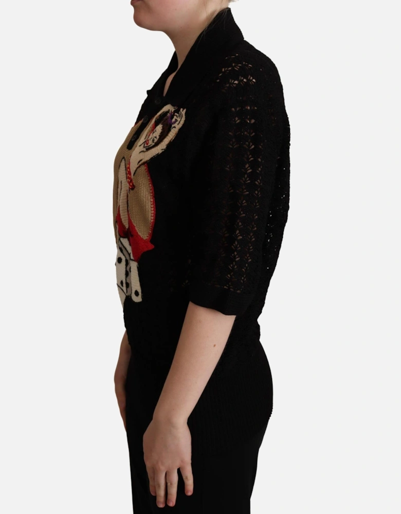 Knit Top PinUp Girl Short Sleeves Women - Black Sweaters