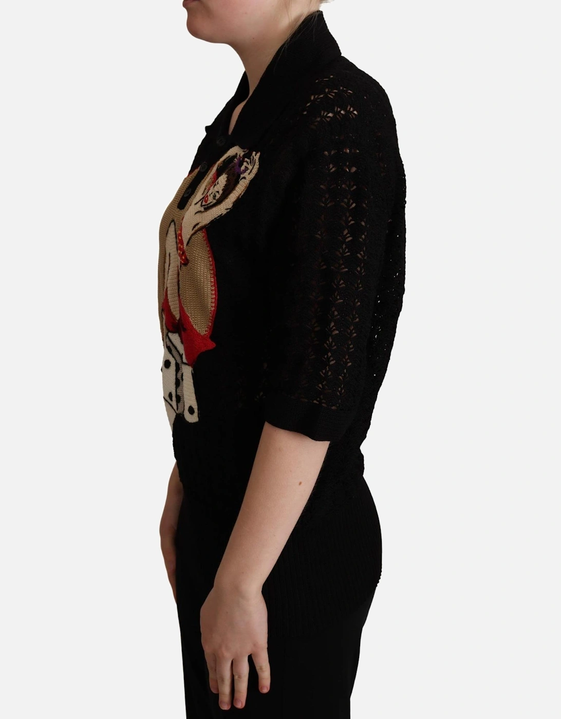 Knit Top PinUp Girl Short Sleeves Women - Black Sweaters