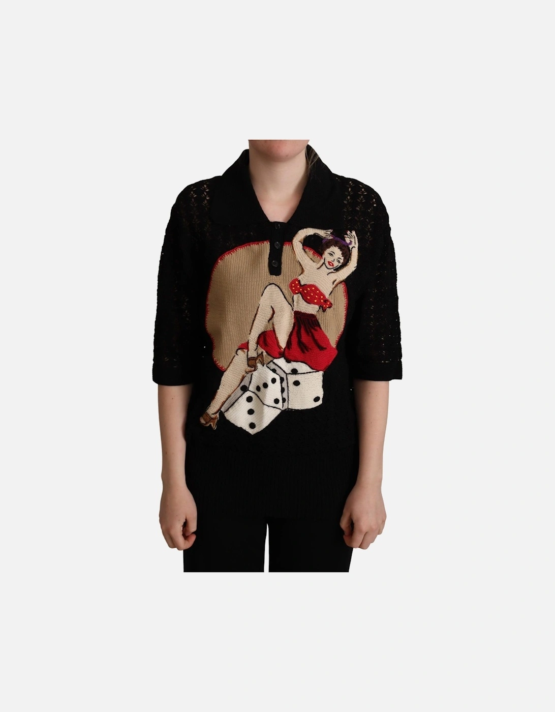Knit Top PinUp Girl Short Sleeves Women - Black Sweaters, 5 of 4