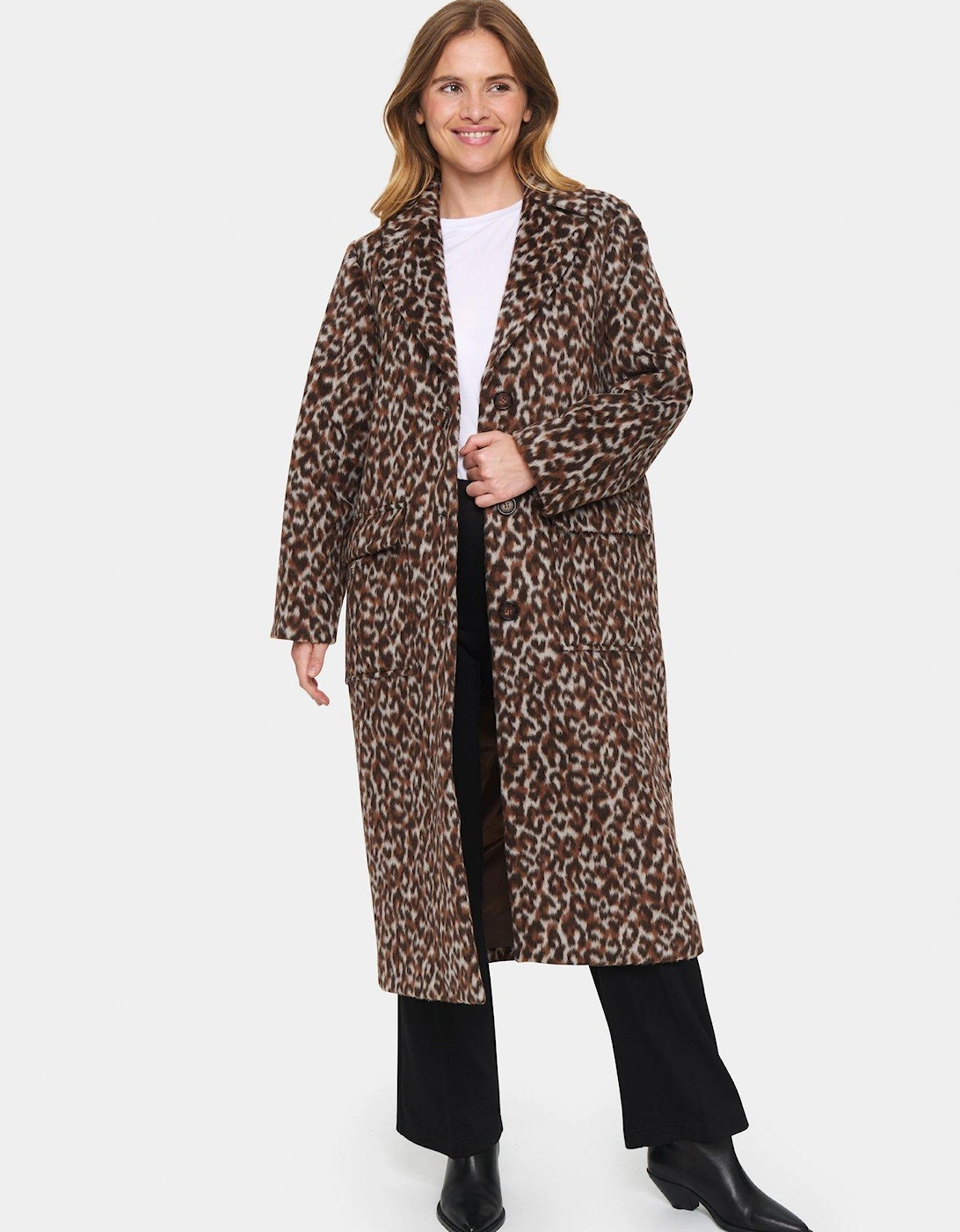 Fideli Single Breasted Printed Coat - Brown, 2 of 1