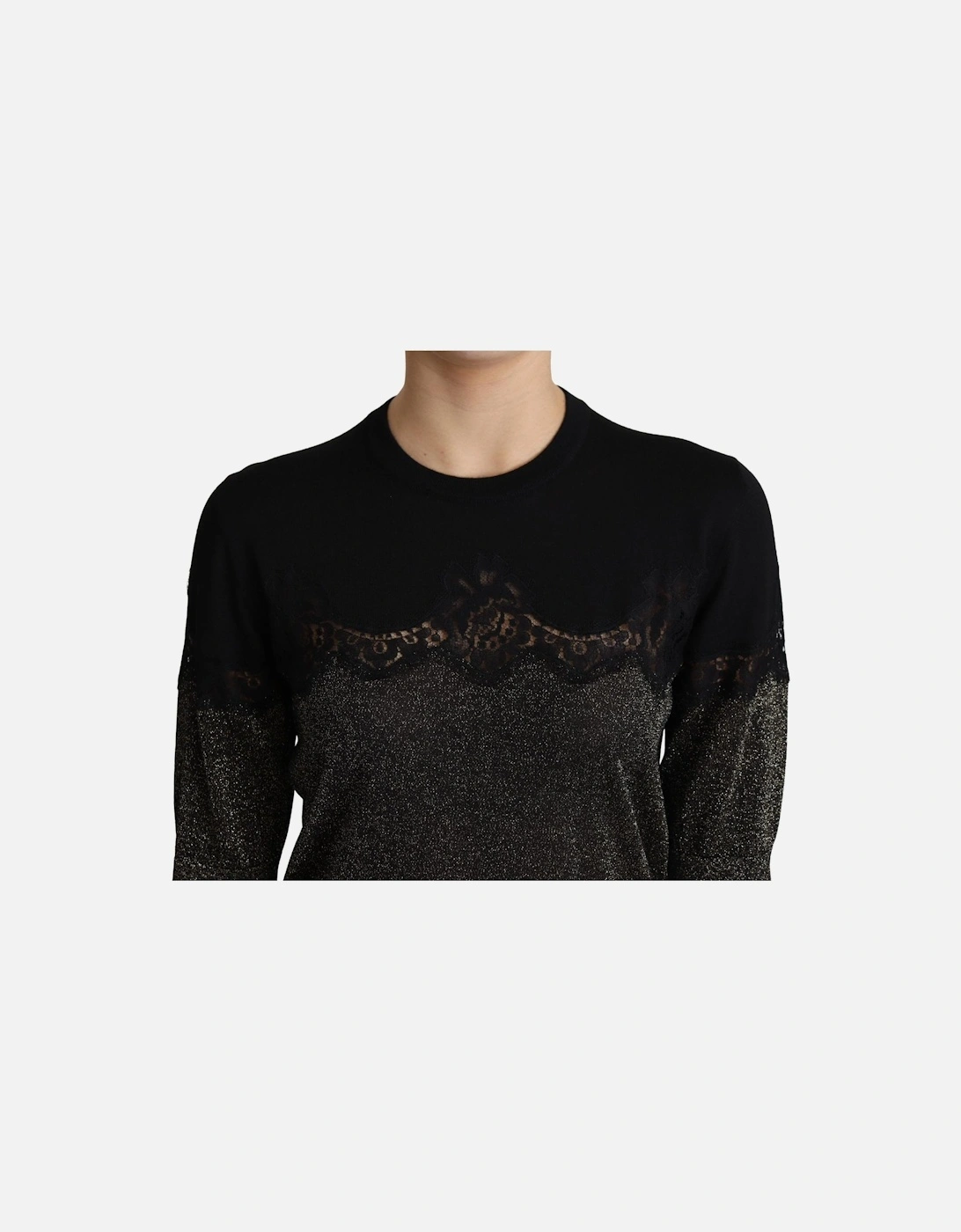 Glitter Lace Top TSH5710 Women - Black T-Shirts