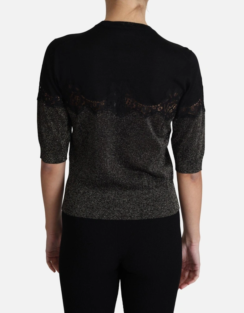 Glitter Lace Top TSH5710 Women - Black T-Shirts