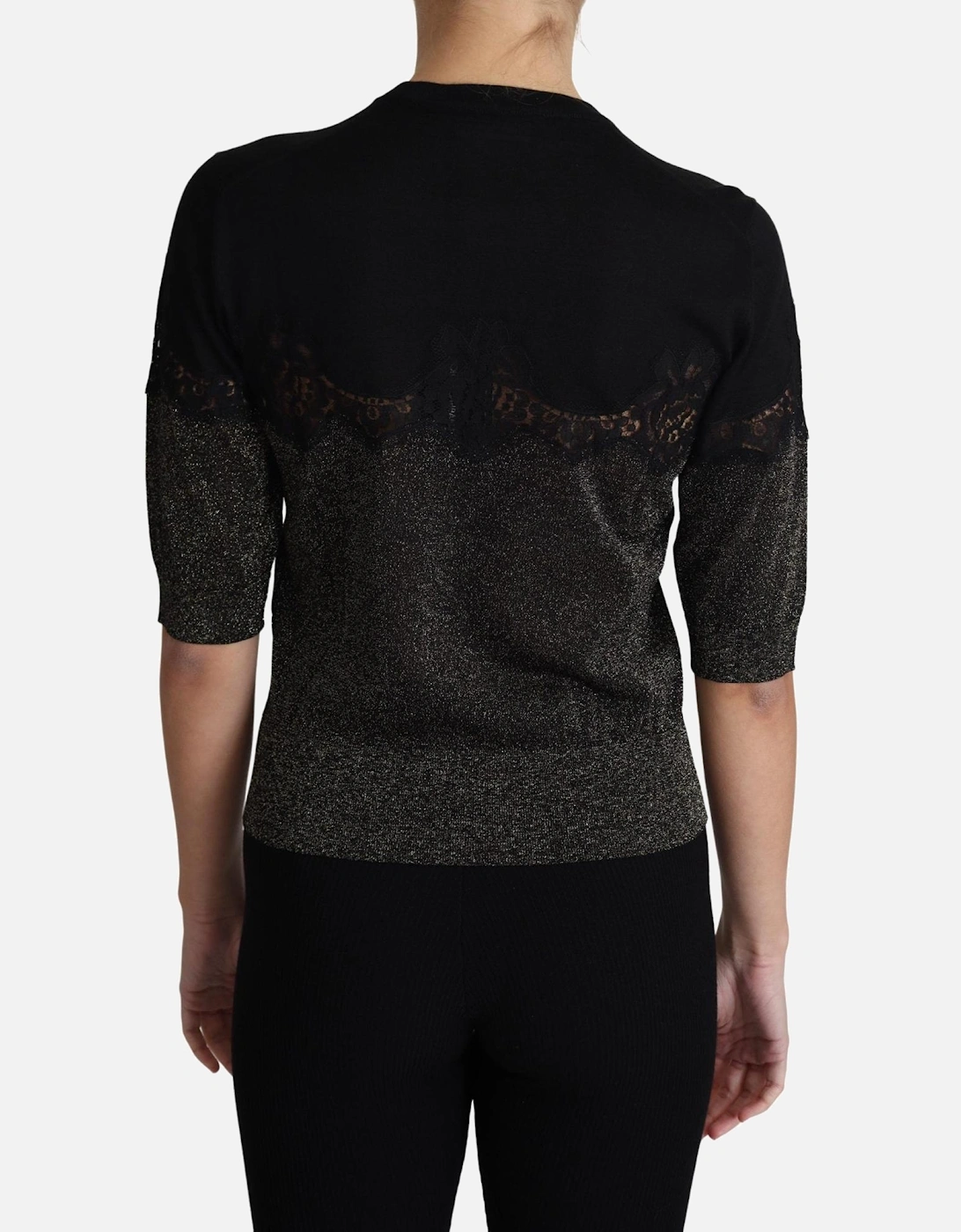 Glitter Lace Top TSH5710 Women - Black T-Shirts