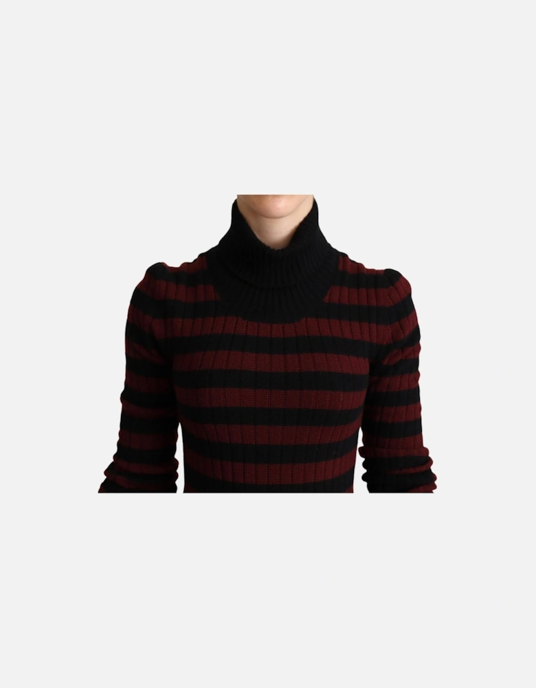 Striped Wool Cashmere Crewneck Sweater Women - Red