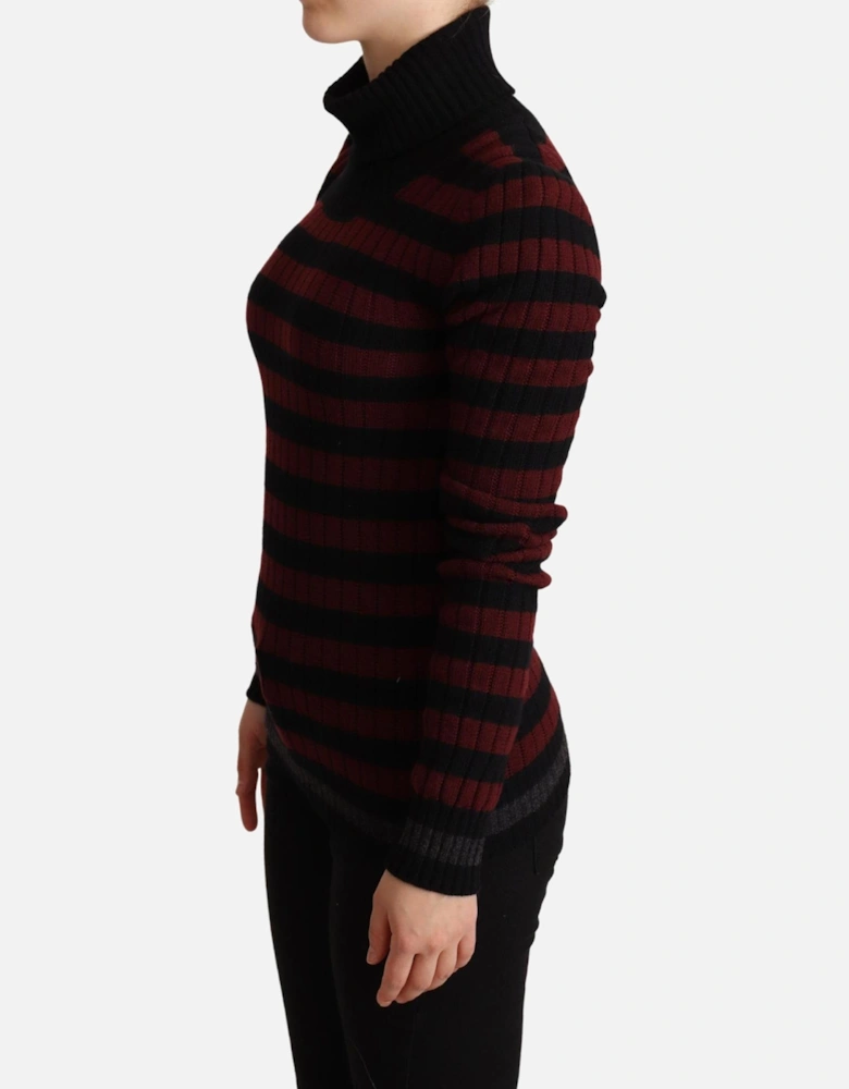 Striped Wool Cashmere Crewneck Sweater Women - Red