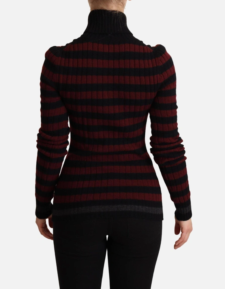 Striped Wool Cashmere Crewneck Sweater Women - Red