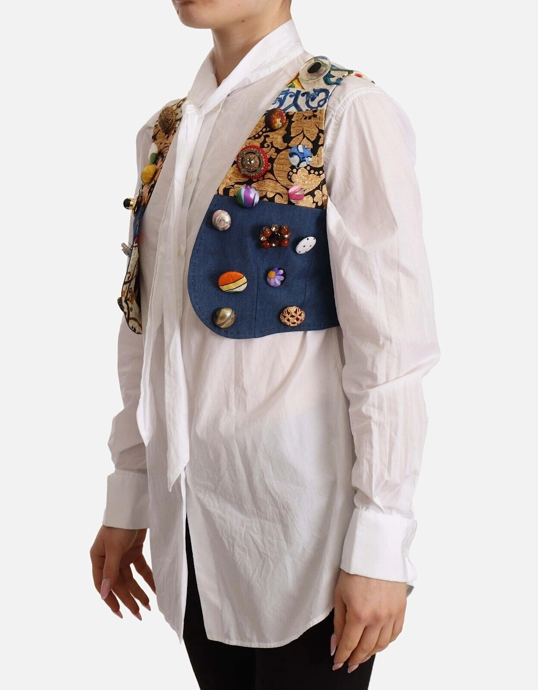 Dolce Gabbana Vest Patchwork Design Women - Multicolor T-Shirts