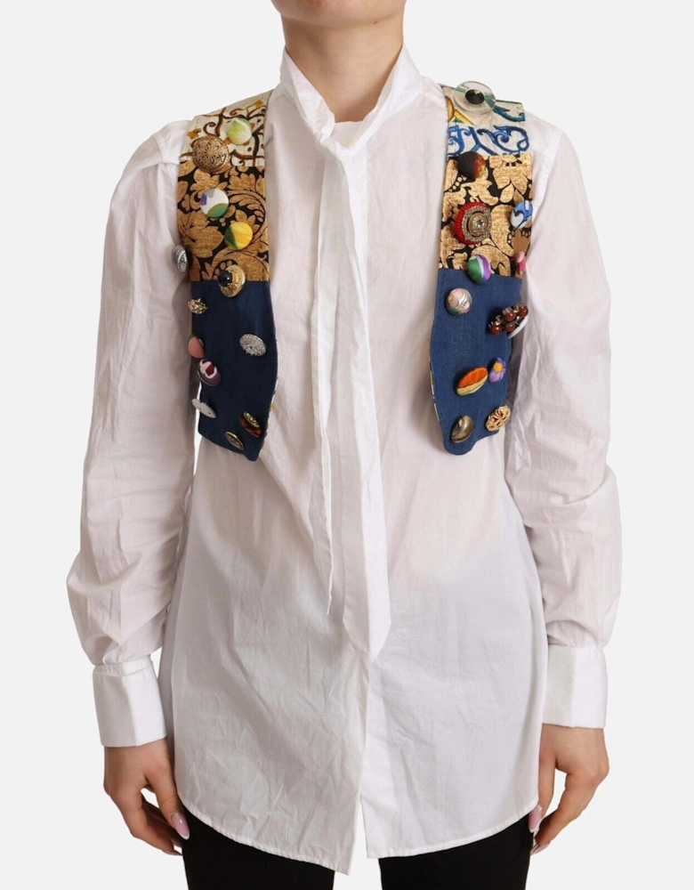 Dolce Gabbana Vest Patchwork Design Women - Multicolor T-Shirts