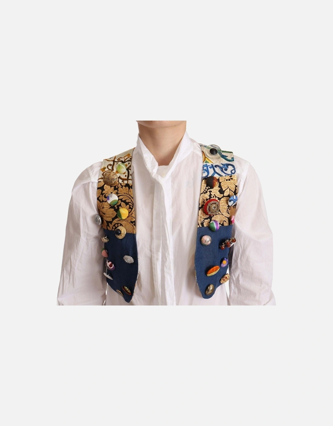 Dolce Gabbana Vest Patchwork Design Women - Multicolor T-Shirts