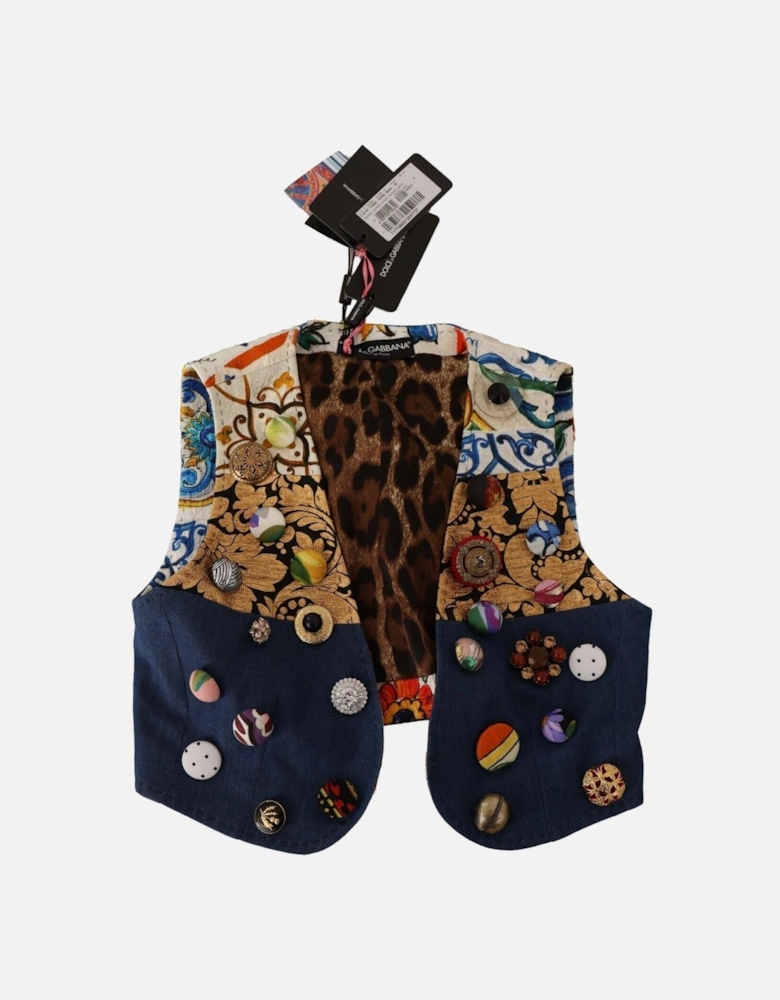 Dolce Gabbana Vest Patchwork Design Women - Multicolor T-Shirts