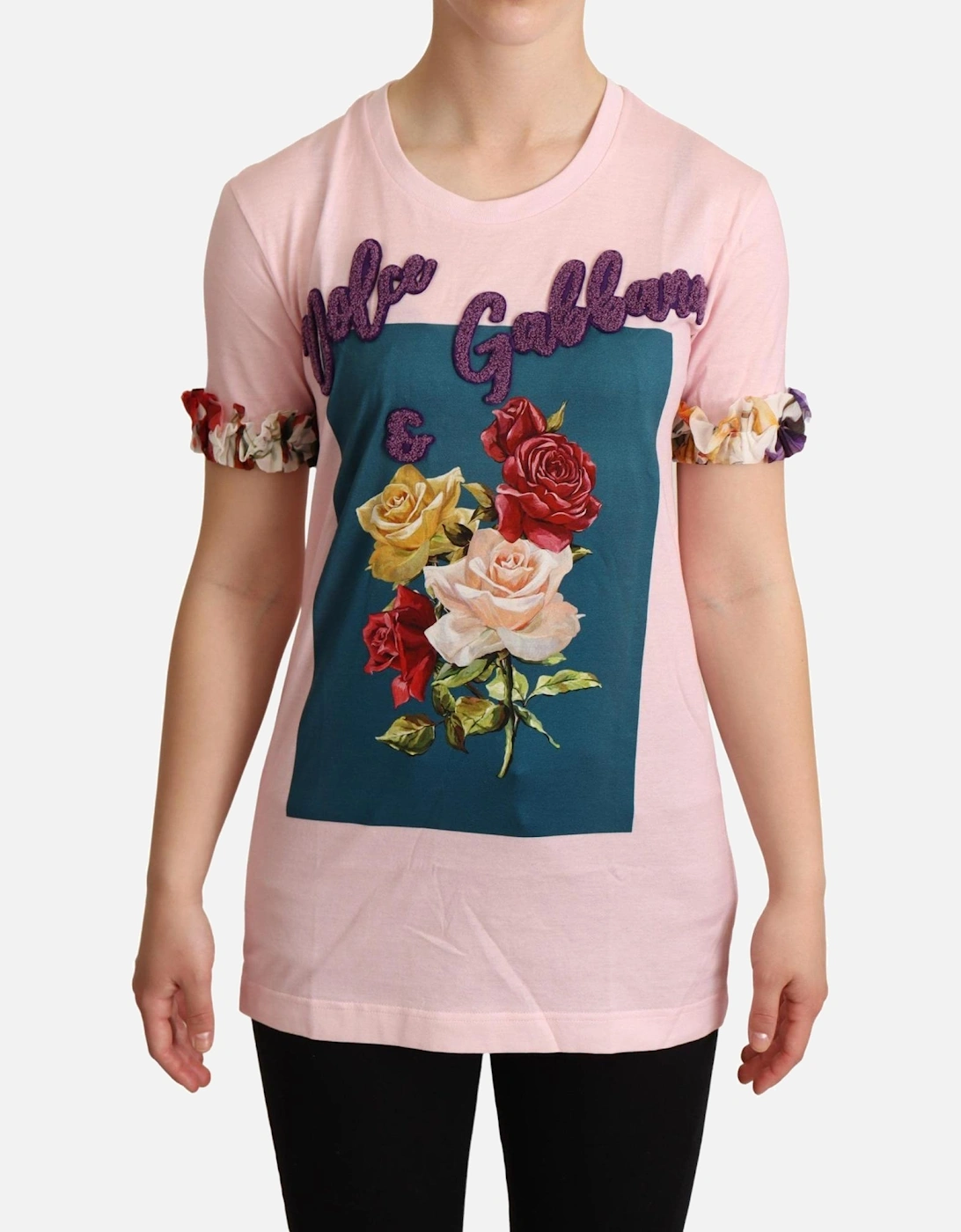 Dolce Gabbana Rose Print TShirt Women - Pink T-Shirts, 5 of 4