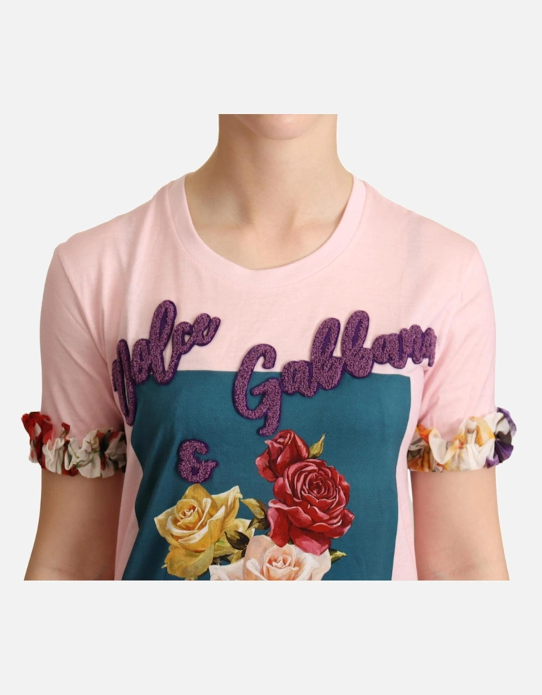 Dolce Gabbana Rose Print TShirt Women - Pink T-Shirts