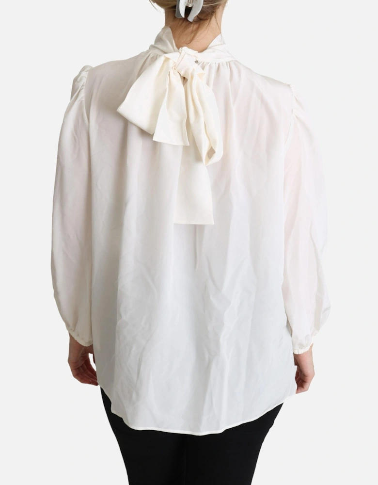 High Neck Long Sleeve Blouse Women - White T-Shirts