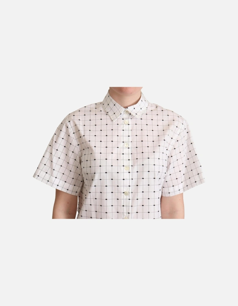 Dolce Gabbana Short Sleeve Shirt Gingham Check Women - White