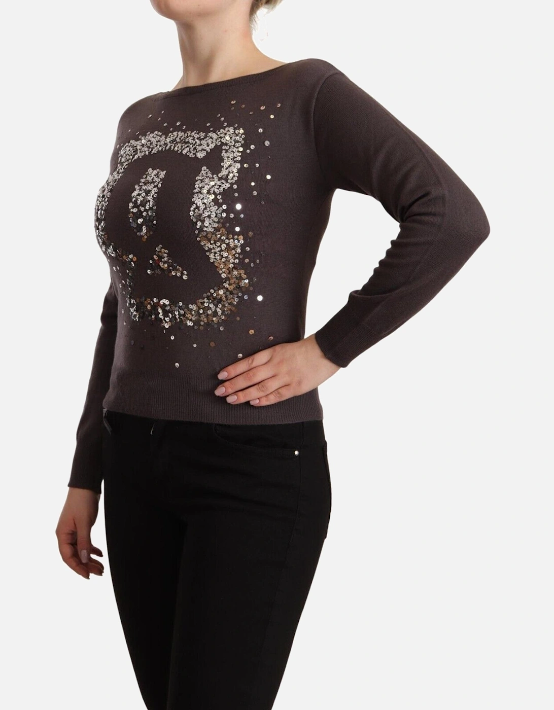 Long Sleeve Wool Pullover Sweater Women - Brown