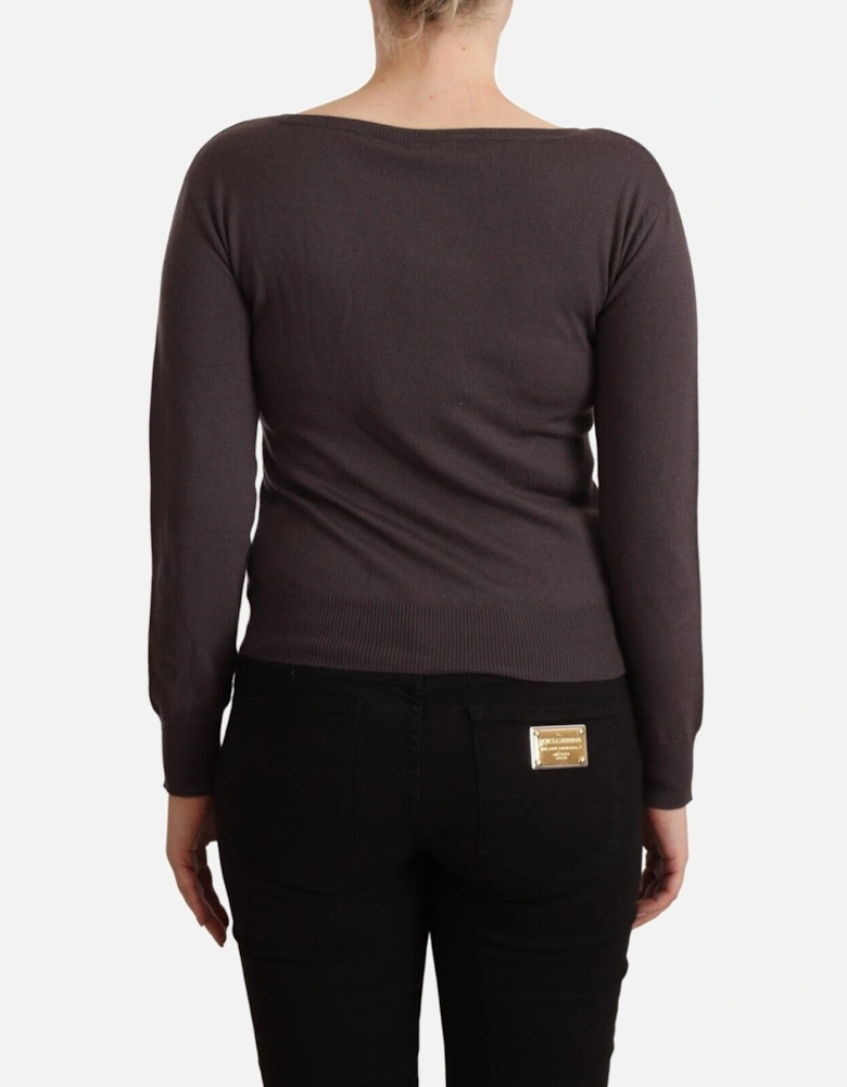 Long Sleeve Wool Pullover Sweater Women - Brown