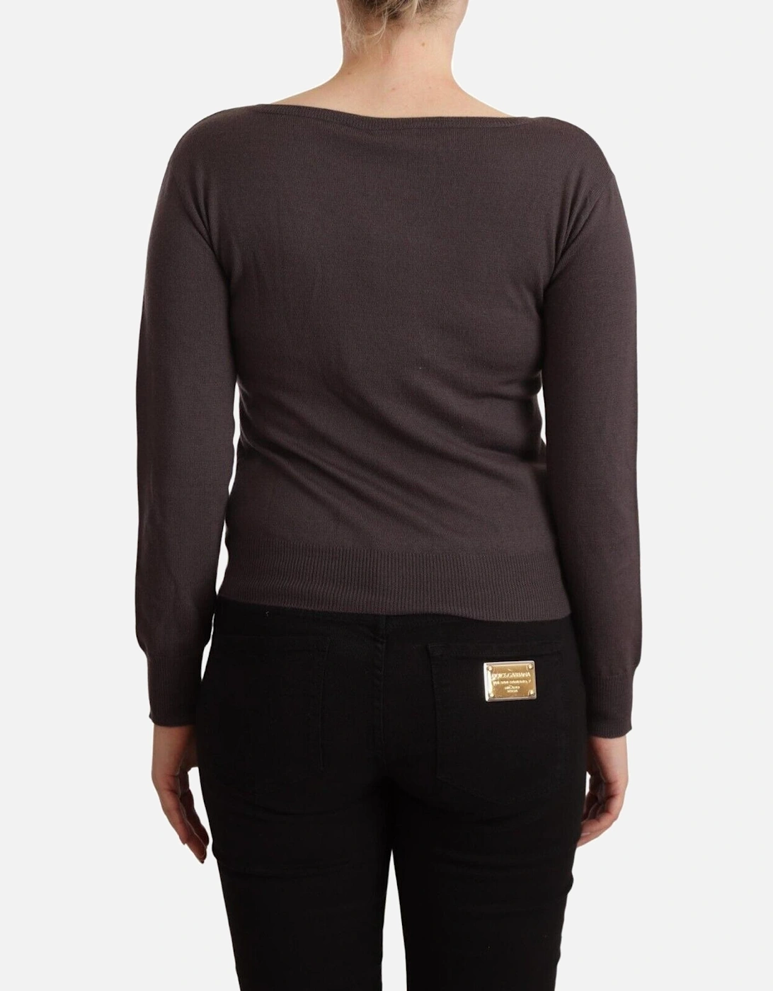 Long Sleeve Wool Pullover Sweater Women - Brown