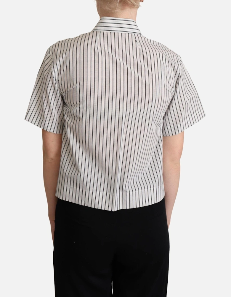 Dolce Gabbana Shirt Short Sleeve Collared Blouse Women - Blackwhite