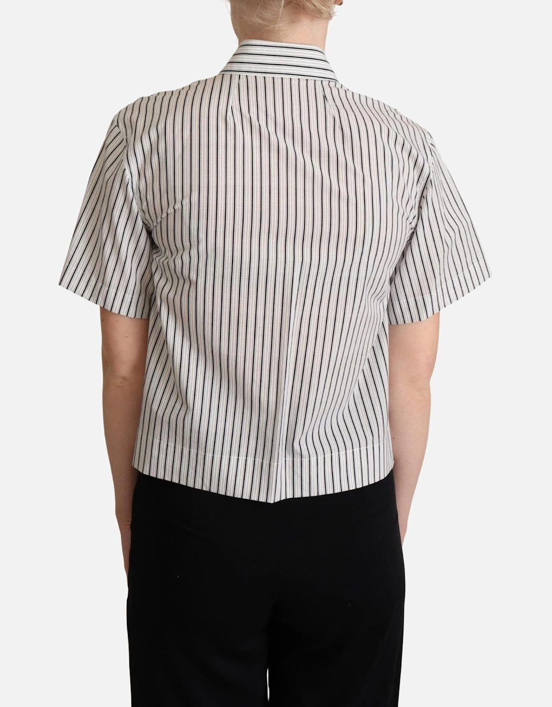 Dolce Gabbana Shirt Short Sleeve Collared Blouse Women - Blackwhite