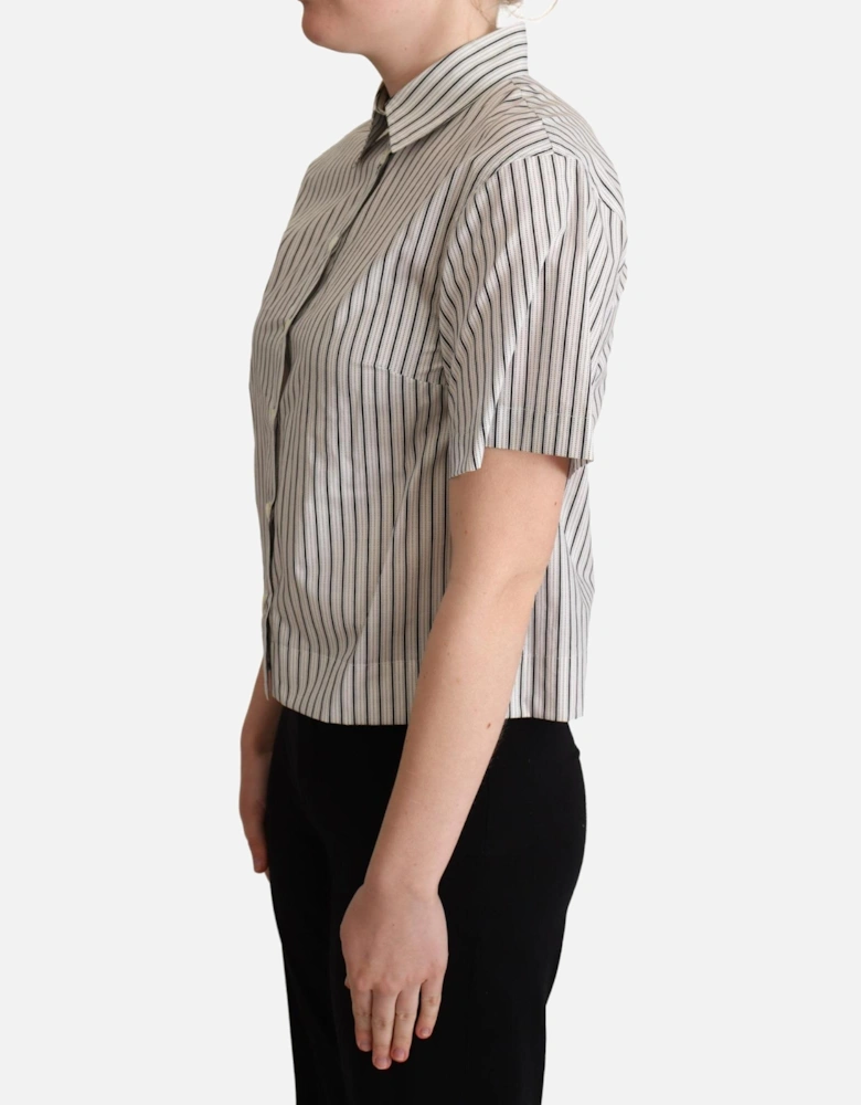 Dolce Gabbana Shirt Short Sleeve Collared Blouse Women - Blackwhite