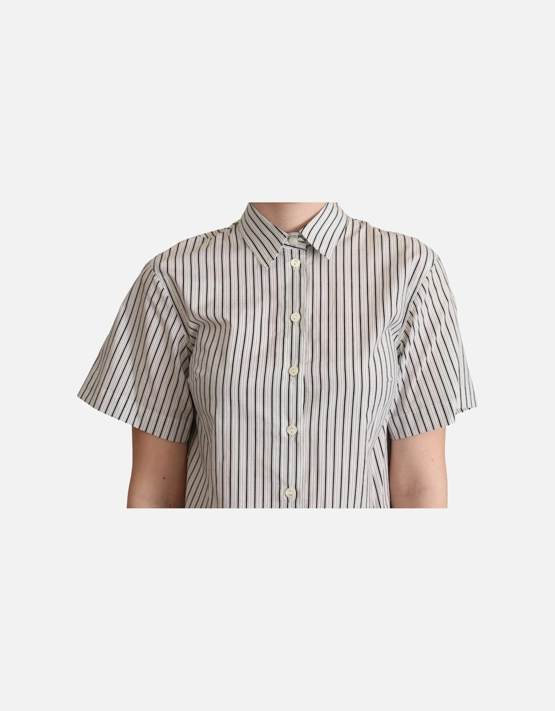 Dolce Gabbana Shirt Short Sleeve Collared Blouse Women - Blackwhite