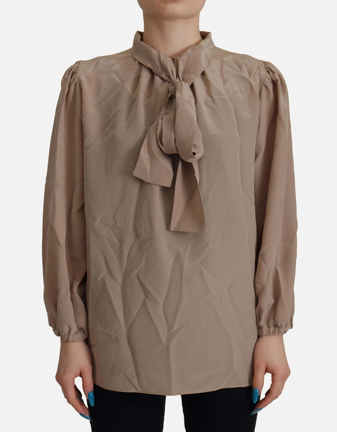 Dolce Gabbana Tie Neck Blouse Women - Brown T-Shirts, 7 of 6