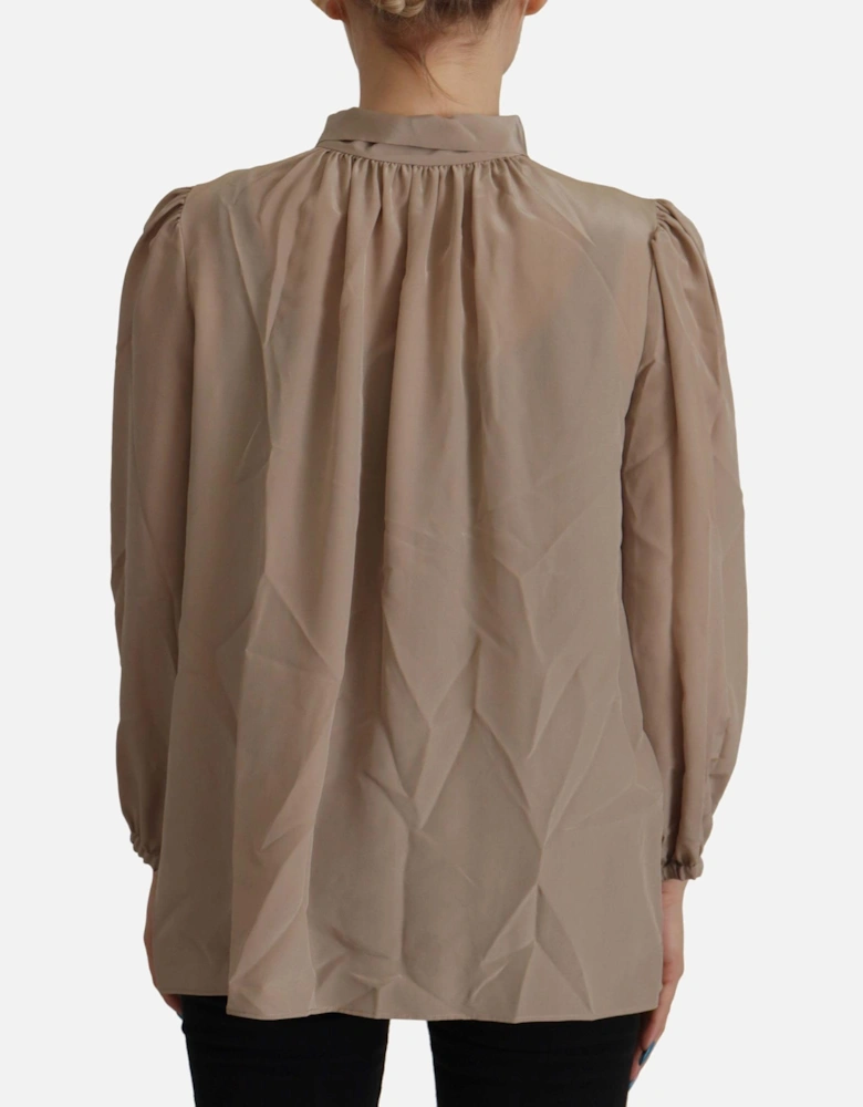 Dolce Gabbana Tie Neck Blouse Women - Brown T-Shirts