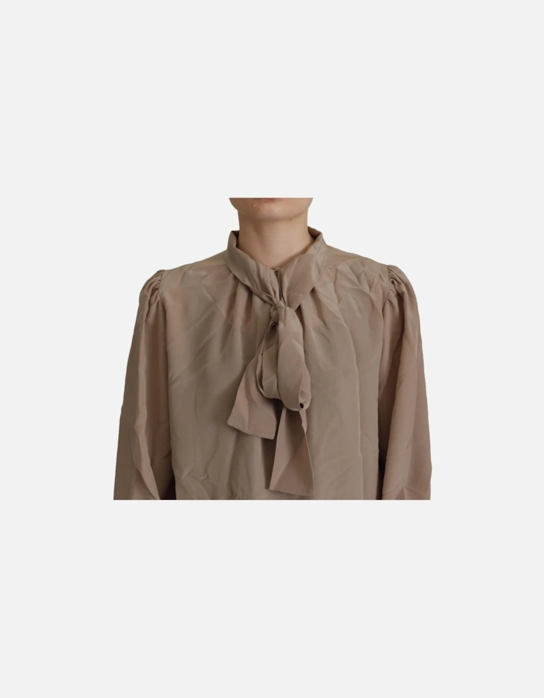 Dolce Gabbana Tie Neck Blouse Women - Brown T-Shirts