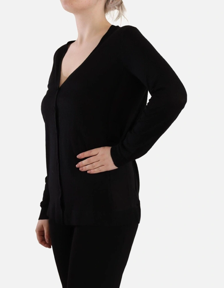 Long Sleeve VNeck Cardigan Women - Black T-Shirts