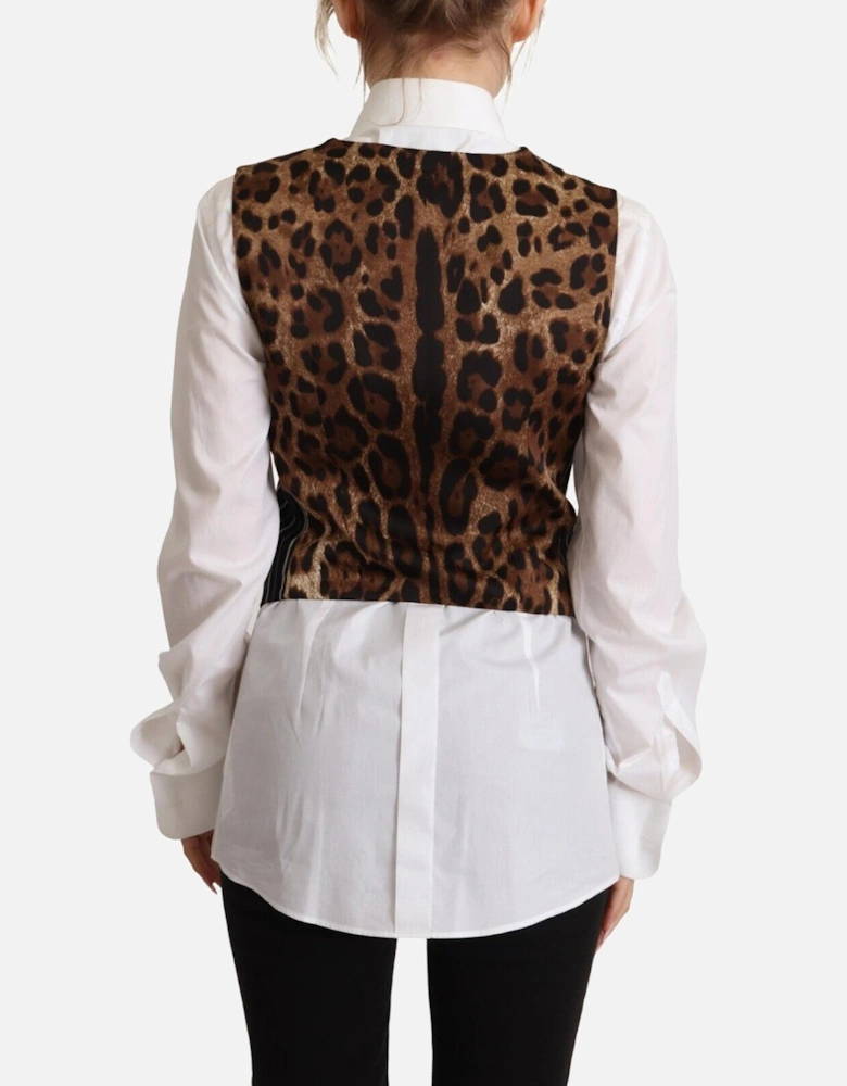 V-Neck Sleeveless Vest Top with Button Closure Women - Black And Brown