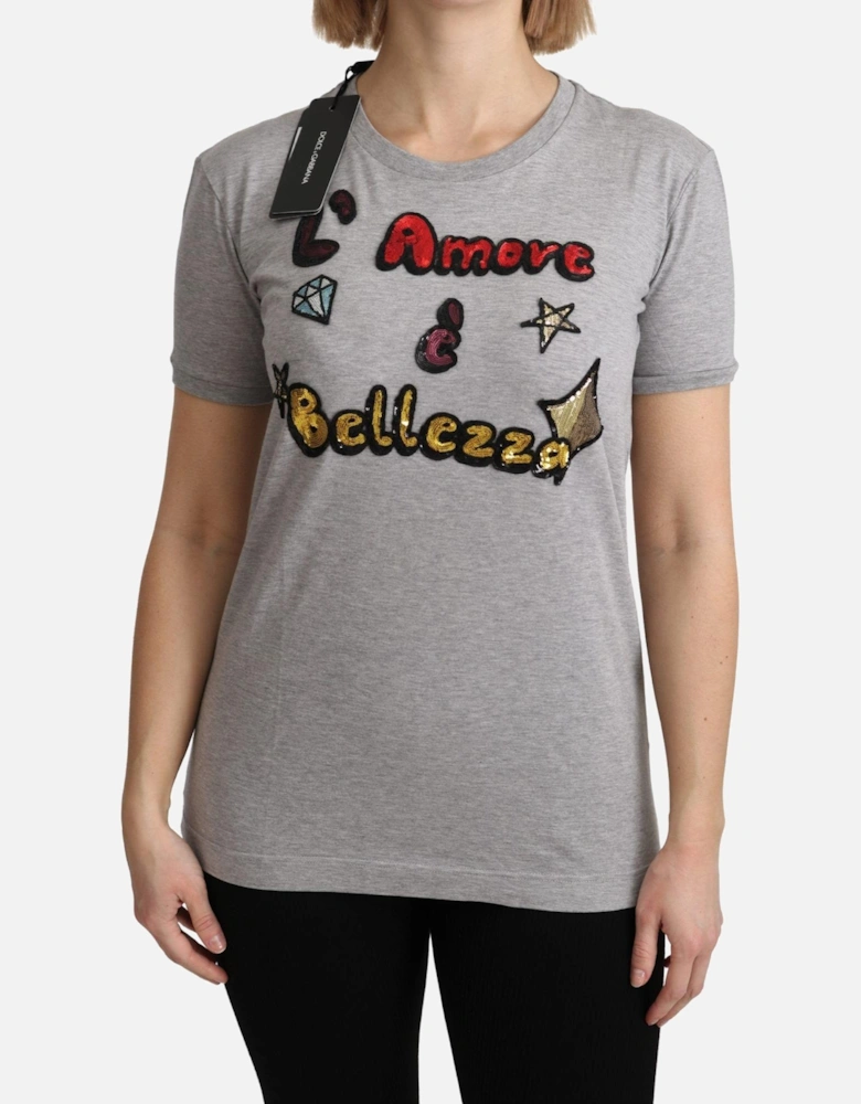 Dolce Gabbana TSH5154 LAmore Bellezza TShirt Women - Gray Sweaters