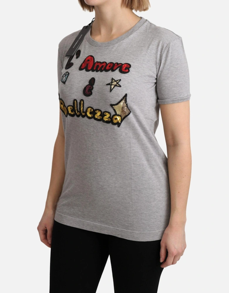 Dolce Gabbana TSH5154 LAmore Bellezza TShirt Women - Gray Sweaters