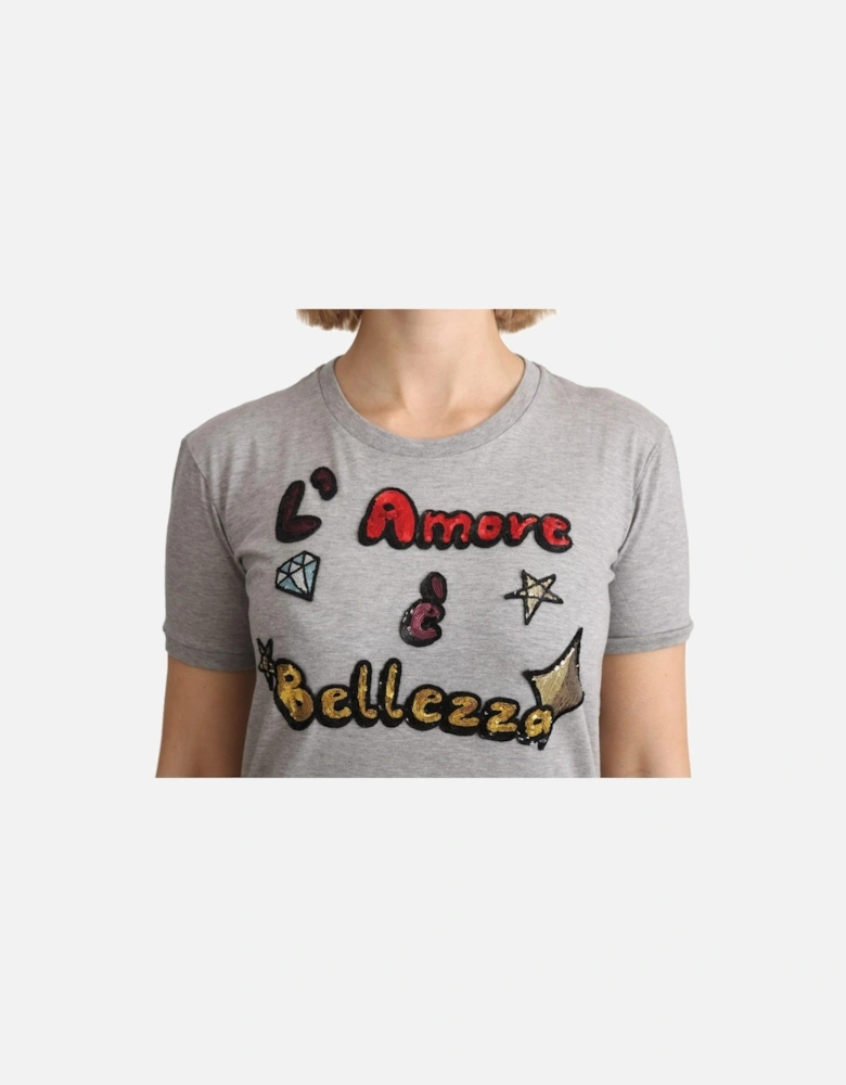 Dolce Gabbana TSH5154 LAmore Bellezza TShirt Women - Gray Sweaters