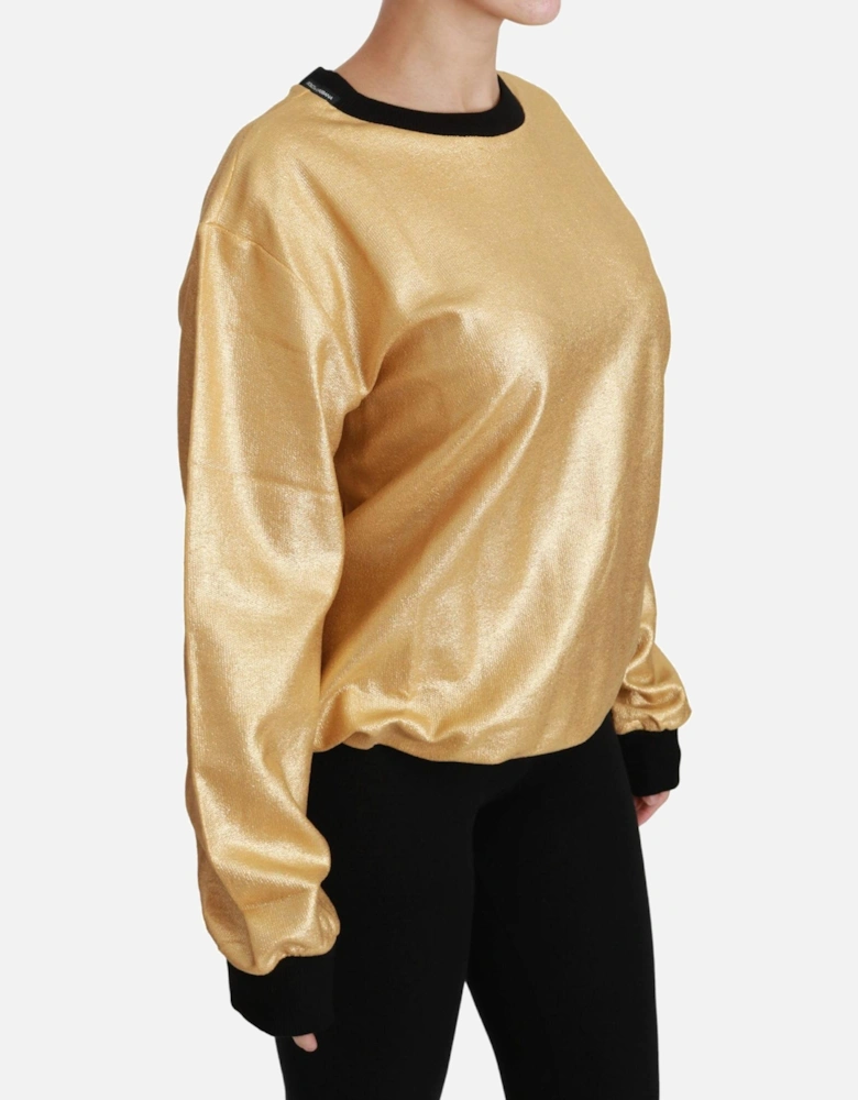 Dolce Gabbana Metallic Sweatshirt Gold Women Sweaters